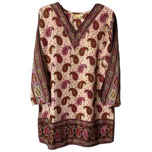 shaili a tradition Tunic blouse XXL 2X blouse 3/4” sleeve paisley ethnic pink
